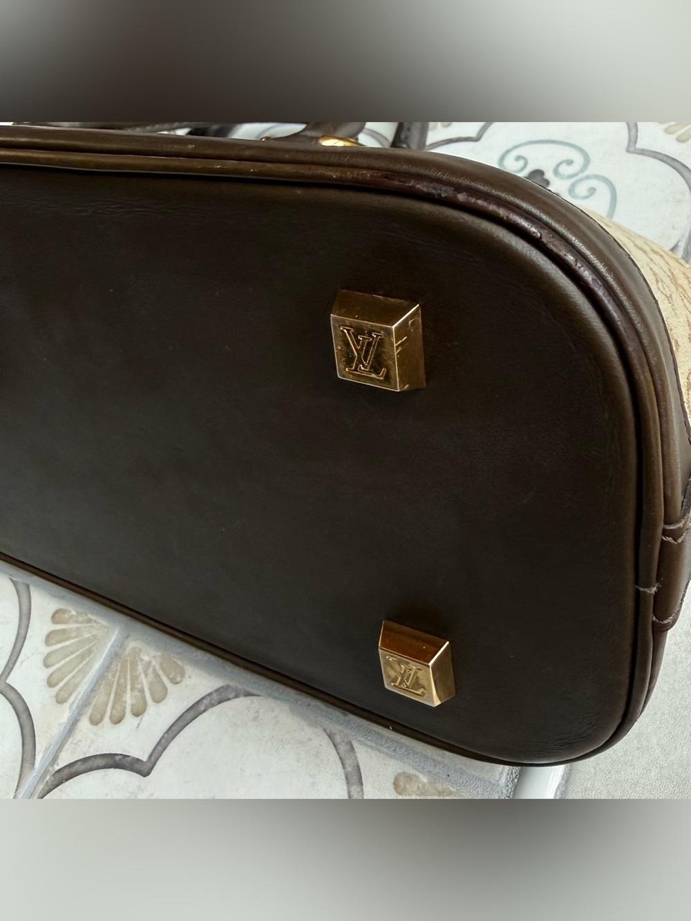 Louis Vuitton Beige Monogram Canvas and Brown Leather Satchel - Picture 14 of 16